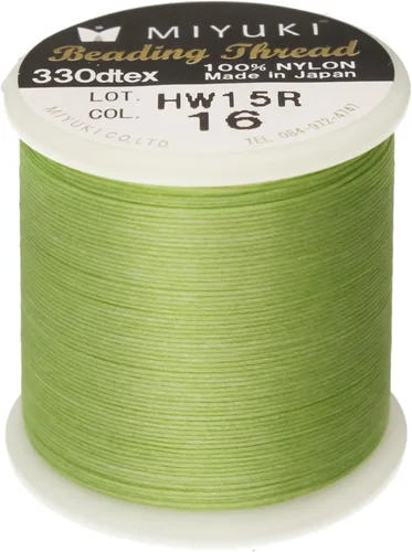 Miniatura 24 de Hilo para abalorios Miyuki – Hilo de nylon previamente encerado para proyectos de enhebrado, carrete de 50 m/55 yardas, color marrón, diámetro