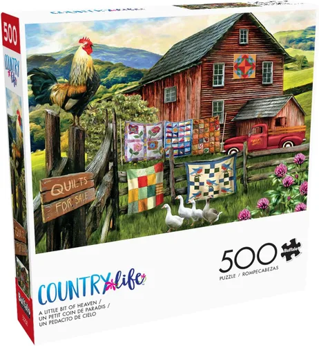Buffalo Games Tom Wood - Rompecabezas de 500 piezas A Little Bit of Heaven de 21.25 x 15 pulgadas, tema de granja, rompecabezas de tablero