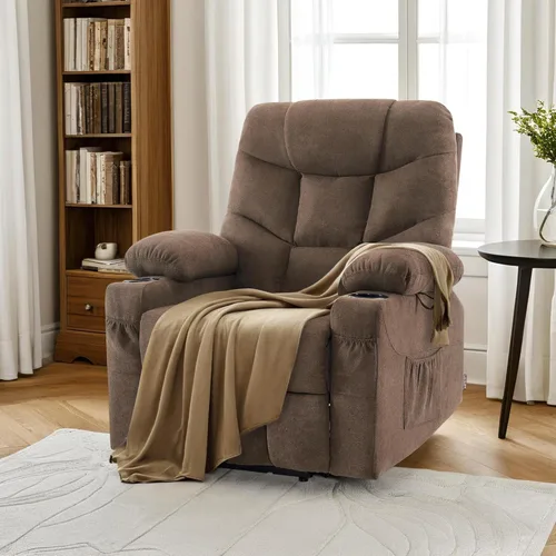 Miniatura 6 de MCombo Silla reclinable Power Lift con reposapiés extendido para personas mayores, tela 7287 (marrón, mediano)