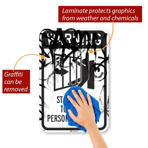 Miniatura 2 de SmartSign Letrero de metal con texto en inglés "Warning - Stay Clear To Avoid Personal Injury" de 18 x 12 pulgadas, aluminio de 63 mil