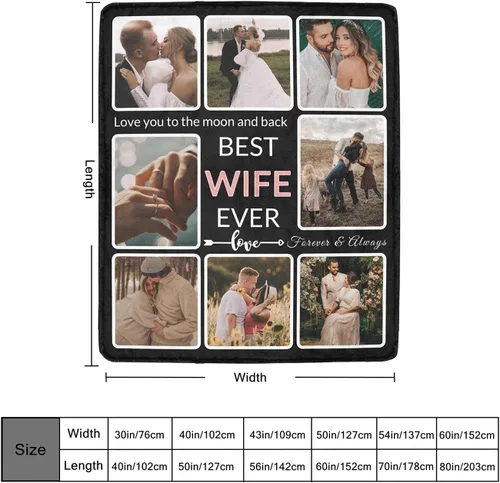 Miniatura 3 de Cobija personalizable con fotos; haz una cobija personalizable con imágenes para el recuerdo; regálale a tu esposa una manta sublimada decorativa La