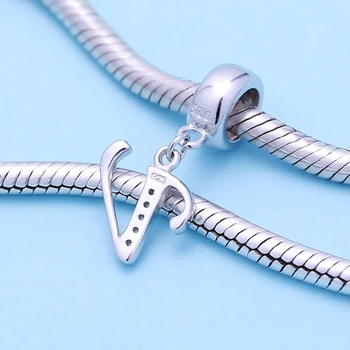 Miniatura 3 de SoulBeads - Colgantes de plata fina 0,925 de letra inicial, alfabeto A-Z. Dije con cristales compatibles con brazaletes europeos