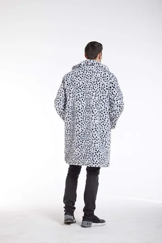 Miniatura 2 de UMREN Abrigos de piel sintética de leopardo para hombre, chaqueta larga de lujo, parka cárdigans