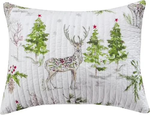 Miniatura 11 de Levtex Home - Juego de edredón con campanillas de trineo - Edredón individual 68x88 + una funda de almohada estándar 20x26 - Árbol de Navidad y reno