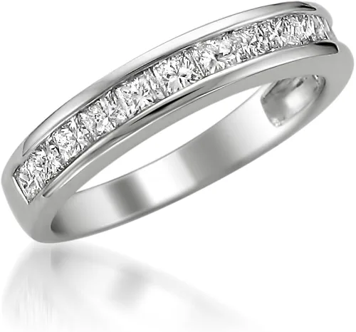 Miniatura 2 de Anillo de boda de diamante de talla princesa platino (1 cttw, G-H, VS2), Platino, Diamante blanco