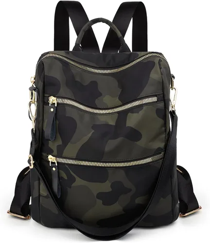 Miniatura 2 de Uromee Mochila para mujer, bolsa de hombro impermeable de nailon para viaje, 303 Camo, Mochilas Daypack
