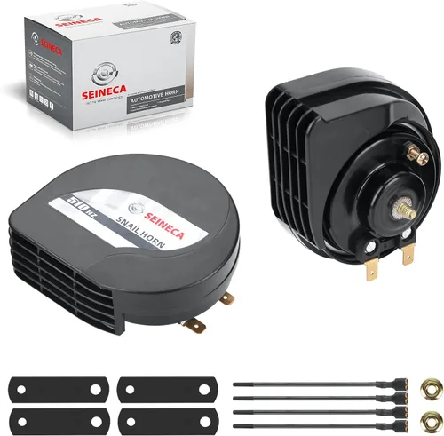 SEINECA Bocina de coche Ulra-Thin Compact Caracol impermeable ruidoso 12V Kit de bocina de auto de tono alto/bajo para automóvil, motocicleta,