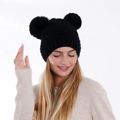 Miniatura 4 de Simplicity Gorro de punto trenzado para mujer con pompón para esquí snowboard