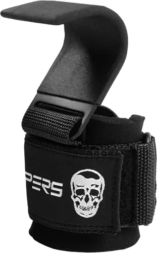 Miniatura 6 de Ganchos para levantamiento de pesas Gymreapers (par), correas de muñeca de potencia resistentes con soporte de agarre para la mano