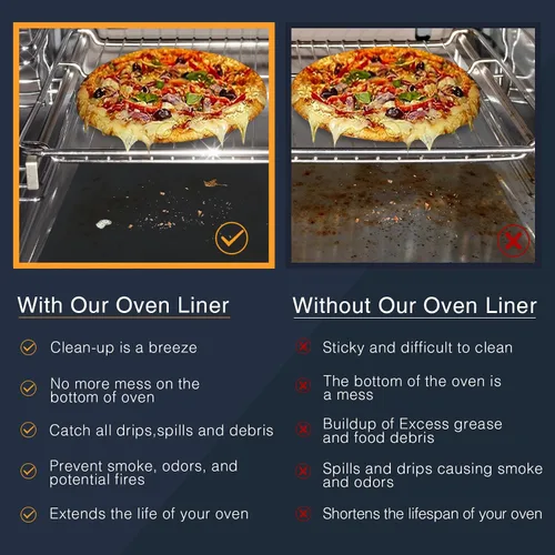 Miniatura 4 de Revestimientos de horno para la parte inferior del horno/horno eléctrico/horno de gas/horno tostador, alfombrilla antiadherente para la parte Negro
