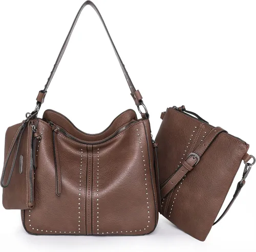 Montana West - Bolsos de mano para mujeres aptos para porte oculto de arma. Bolsos de cuero tipo bandolera. Juego de tres piezas.