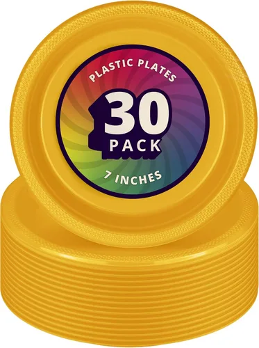 Miniatura 13 de DecorRack 30 platos pequeños de plástico, resistentes de 7 pulgadas, desechables para fiestas de cumpleaños de niños, platos de postre para tartas