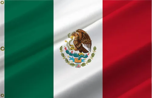 Bandera de México de 10 x 15 pies, banderas nacionales mexicanas con 3 ojales de latón, 4 costuras y poliéster 100D de alta calidad. México 10x15