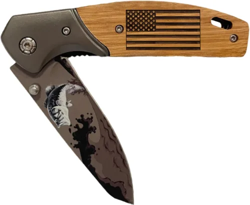 Miniatura 9 de My Personal Memories Cuchillo plegable de bolsillo grabado personalizado con hoja plegable - Regalo personalizado de caza y pesca para papá