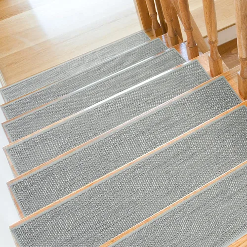 Miniatura 10 de SMILOOL Peldaños Antideslizantes para Escalones de Madera Interior Paquete de 4, 8" X 30", Alfombra para Escaleras de Madera, Alfombras