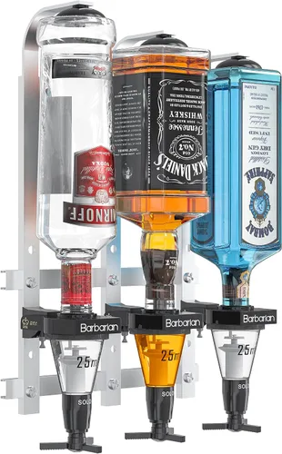 Miniatura 8 de Dispensador de licor bárbaro para bar casero 3/4/6 botella montada en la pared – Bar mayordomo soporte de medida de tiro soporte alcohol vino boca