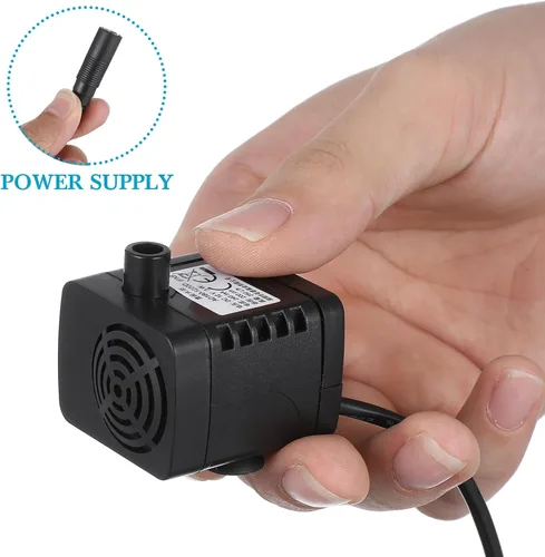 Miniatura 9 de TEHAUX Mini bomba sumergible de 12 V, 380 L/H, bomba de agua ultra silenciosa, bomba de agua portátil para acuario, pecera, estanque, fuente