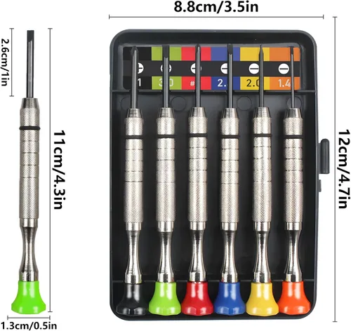 Miniatura 2 de Juego de 6 destornilladores pequeños, 3 piezas de cabeza plana y 3 piezas Phillips Micro Head Mini Destornilladores Mini Juego de Precisión CRV