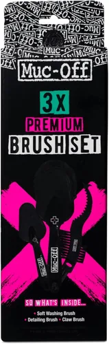 Muc-Off 220 - Juego de 3 cepillos de alta calidad, incluye 3 cepillos de limpieza para bicicletas con cerdas de nailon duraderas y asas ergonómicas