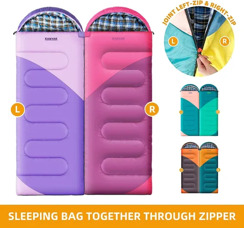 Miniatura 6 de Saco de dormir de campamento, sacos de dormir de 32 ℉ para adultos, niños, adolescentes, clima frío, cálido saco de dormir de invierno para 3-4