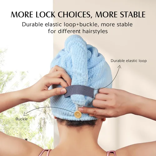 Miniatura 6 de YFONG Paquete de 3 Toallas Grandes de Microfibra para Envolver el Cabello, 30" x 10" Más Gruesas Anti Encrespamiento Secado Rápido Toallas