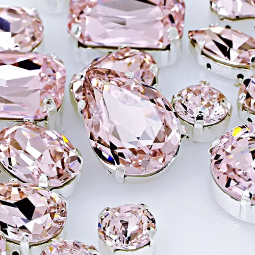 Miniatura 17 de DONGZHOU Diamantes de imitación para coser con ajuste de garra, Piedra Fantasía con agujero hueco, gemas plateadas con parte trasera plana