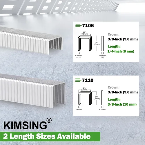 Miniatura 5 de Kimsing - Grapas de tapicería galvanizadas calibre 22, serie 71, corona de 3/8 pulgadas de longitud de la pierna, 10,000 grapas de alambre fino