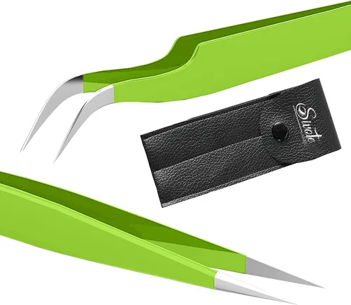 Miniatura 10 de SIVOTE Pinzas de pestañas para extensiones de pestañas para volumen, aislamiento y pestañas clásicas, paquete de 6, negro y rosa