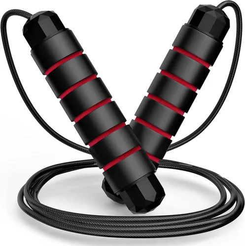 Cuerda de saltar para fitness, cuerda de saltar de velocidad ajustable con rodamientos de bolas, cuerda de saltar sin enredos para mujeres, hombres