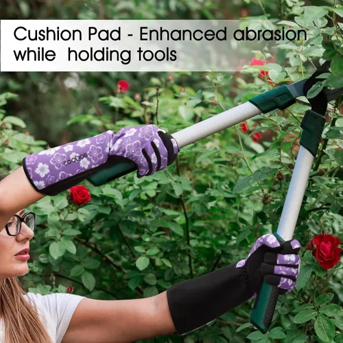 Miniatura 6 de COOLJOB Guantes de jardín para poda de rosas a prueba de espinas para mujeres, manga larga acolchados para trabajo en el patio, arbusto, mora