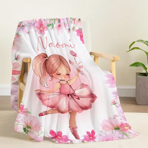 Miniatura 2 de Manta de regalo personalizada de baile con nombre para bebé, adolescente, niña, bailarina, recién nacido, danza, manta personalizada para recibir