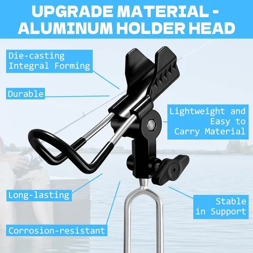 Miniatura 2 de Fishing Rod Holder for Ground, 2/4pcs Fishing Pole Holders for Ground, Bank Fishing Rod Holder with 360° Adjustable Extra Long Drill Stake Rod Stand
