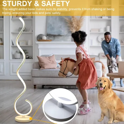 Miniatura 5 de Lámpara de Pie LED Espiral, 40W Lámparas de Pie Regulables para Sala de Estar con Control Remoto, Colores y Brillo Ajustables sin Escalones Lámpara