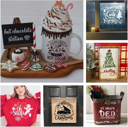 Miniatura 3 de DGAG - 10 plantillas de seda autoadhesivas de Navidad, plantillas de serigrafía de Papá Noel para manualidades, plantillas de pasta de tiza de 10