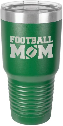 Miniatura 14 de FOOTBALL MOM - Vaso negro de 30 onzas con popote y tapa superior deslizante Taza de viaje de acero inoxidable Comparar con Yeti Rambler