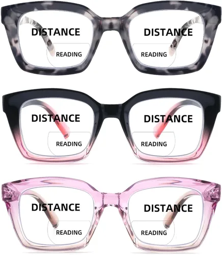Miniatura 14 de HIYANJN Gafas de lectura bifocales para mujeres y hombres, luz azul, lectores de computadora, lentes de transición superior transparente para mujer