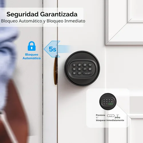 Miniatura 7 de ThorBolt Pomo de puerta de huellas dactilares, perilla de puerta sin llave con teclado biométrico electrónico, bloqueo automático para puertas Negro1