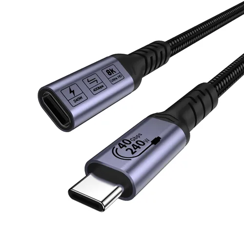 Miniatura 7 de Cable de extensión USB C de 1.5 pies (2 paquetes/240 W/40 Gbps/8K), cable extensor corto USB 4.0, transferencia de datos de alta velocidad de 40
