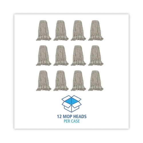 Miniatura 7 de Boardwalk BWK424CCT 24 oz. Pro Loop Web/Tailband Algodón Wet Mop Head - Blanco (12/Cartón)