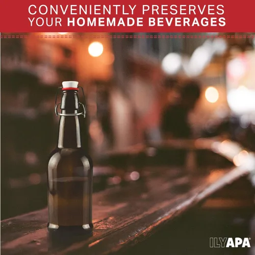 Miniatura 5 de Ilyapa Botellas de cerveza de vidrio ámbar de 16 onzas para elaboración casera – Paquete de 6 con tapas herméticas con sello de goma