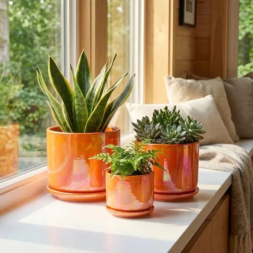 Miniatura 3 de Macetas de cerámica EFISPSS, macetas de interior de 4+5+6 pulgadas de cerámica para plantas con orificio de drenaje, para suculentas y cactus