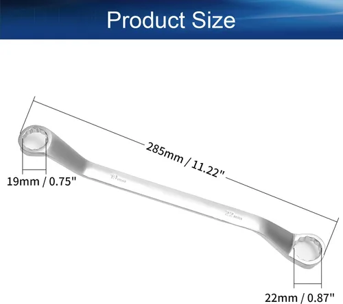 Miniatura 2 de Auniwaig Llave métrica de 0.748 in x 0.866 in de 12 puntos de compensación de doble caja cromada con bolsa rodante Cr-V 1 unidad