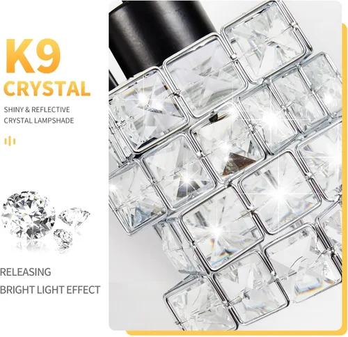 Miniatura 3 de Lámpara de tocador de baño de 3 luces, lámpara de cristal sobre el espejo, negro mate y luces de pared interiores giratorias de cristal Pantalla