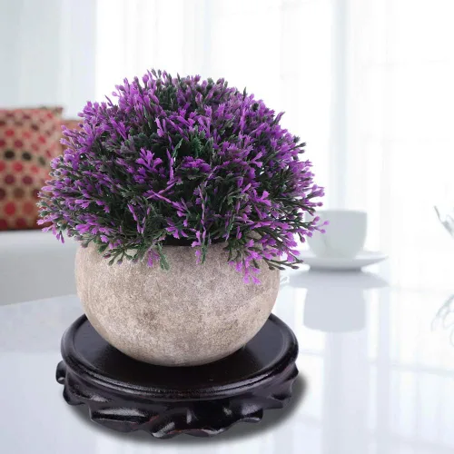 Miniatura 3 de Soporte de pedestal de madera, base de jarrón redondo vintage, soporte de madera para plantas, bonsái, acuario [M]