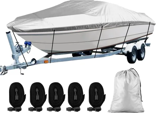 Miniatura 8 de SPORTYOUTH Funda para barco 14-16 pies, fundas para barcos remolcables impermeables con protección UV 210D de tela Oxford, compatible con cascos
