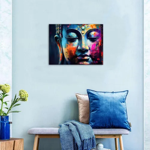 Miniatura 5 de Arte de pared abstracto de Buda para sala de estar, textura de mármol colorida, lienzo de Buda, decoración Zen de pared en rosa y azul, obras