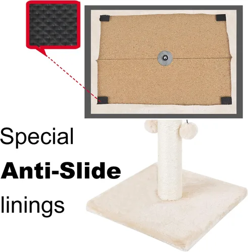Miniatura 6 de Dimaka - Rascador de gato de 29 pulgadas de alto, con cuerda de sisal natural y 4 bolas de juguete para gatos grandes (Beige)