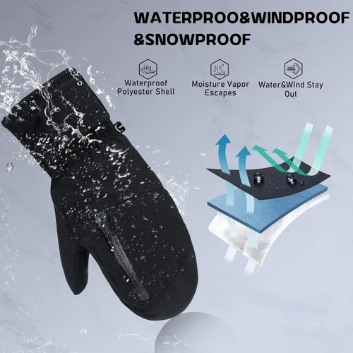 Miniatura 2 de American Trends Guantes de esquí para mujeres y hombres, impermeables, guantes de nieve de invierno, guantes de esquí para clima frío, snowboard