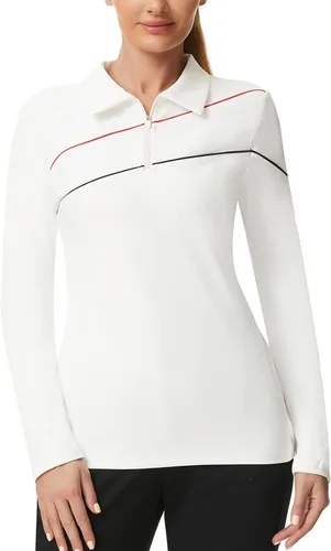 Miniatura 4 de JACK SMITH Polo de golf para mujer, ajuste seco, UPF 50+, manga larga, con cremallera, ajuste delgado, atlético, con soporte para camiseta