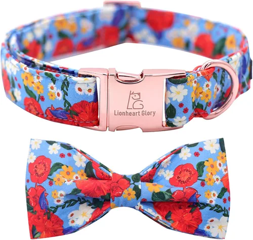 Miniatura 35 de Lionheart glory Collar de perro, Collar de perro para niños con corbatín azul ajustable, Collar con corbata para perros grandes Bandera
